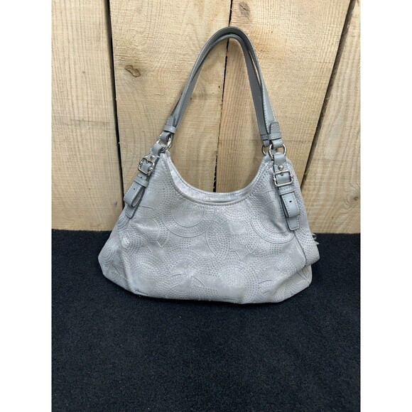 Coach Madison Maggie Stitched Gray Metallic Leather Bag No. F1126-18766 - Picture 13 of 16
